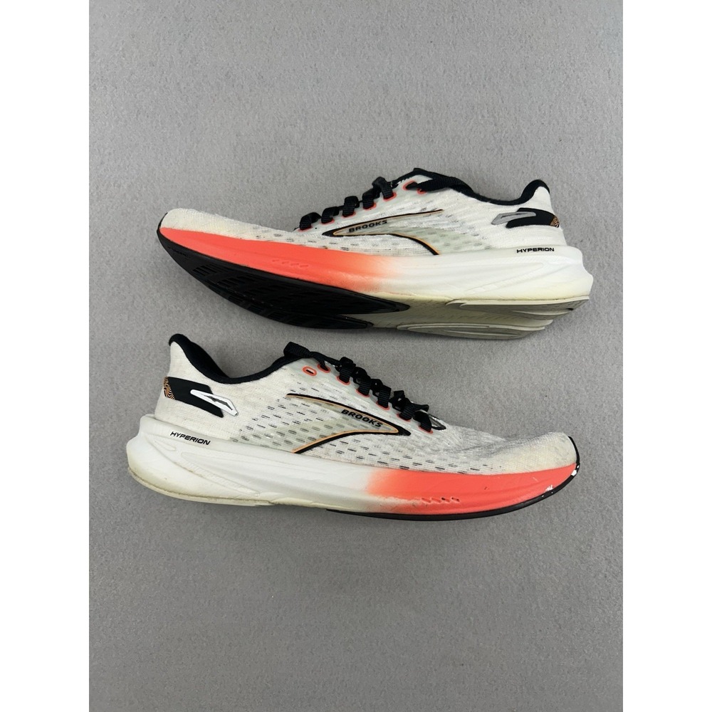 Brooks Hyperion Shoes Womens Size 8 White Black Orange Running Sneakers Neutral